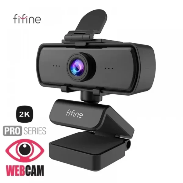 Fifine K420 Webcam 1440P, 2K Web Camera With Privacy Cover & Tripod For Laptop Desktop, Plug & Play 4MP HD USB Webcam With Built-In Mic For Live Streaming, Zoom Meeting, Online Class, Video Calling