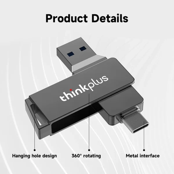 Lenovo 256 GB Thinkplus MU251 USB 3.1 & Type-C Dual-Port USB Flash Drive